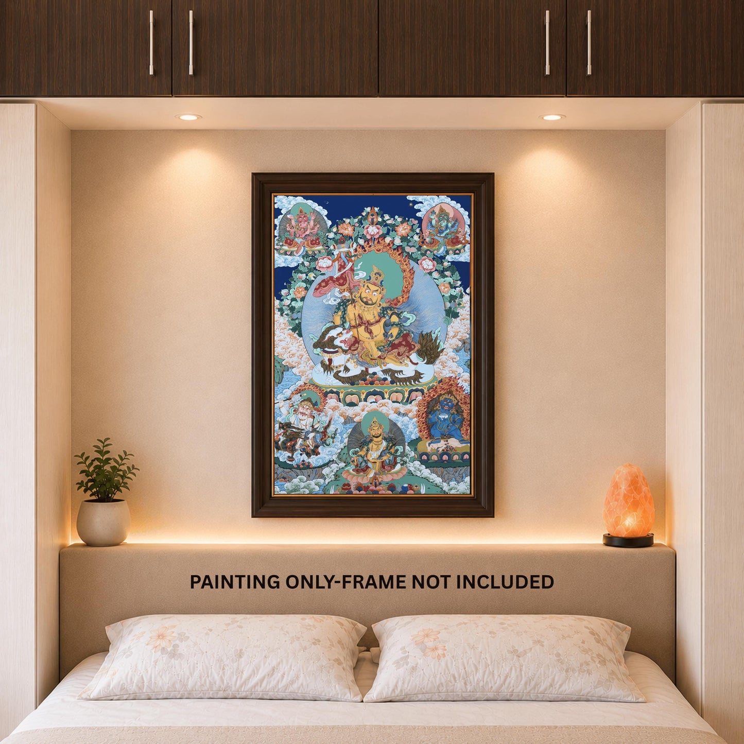Kubera with Pancha Jambhala Hand-Painted Thangka | 24K Gold Tibetan Wealth Deity - Large Masterpiece