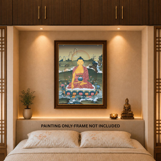 Shakyamuni Buddha Gold Thangka | Hand-Painted Karma Gadri Tibetan Art