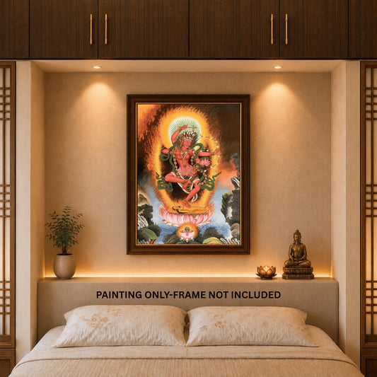 Kurukulla Tibetan Thangka | Red Dakini | Hand-Painted Buddhist Newari Paubha Art