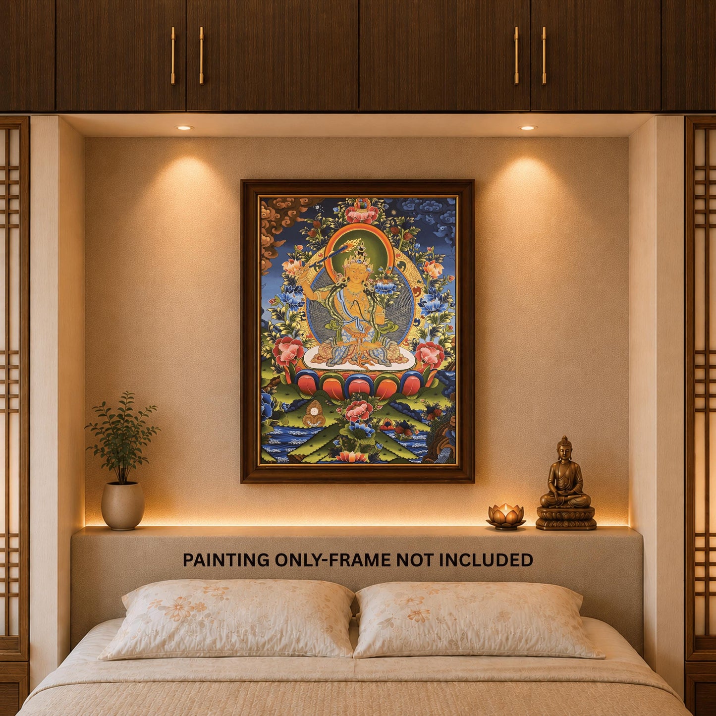 Manjushri Thangka | Hand-Painted Bodhisattva of Wisdom Tibetan Masterpiece