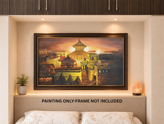 Pashupatinath Temple Acrylic Painting on Canvas | Nepal Heritage Art | Spiritual Wall Decor | Handmade Art