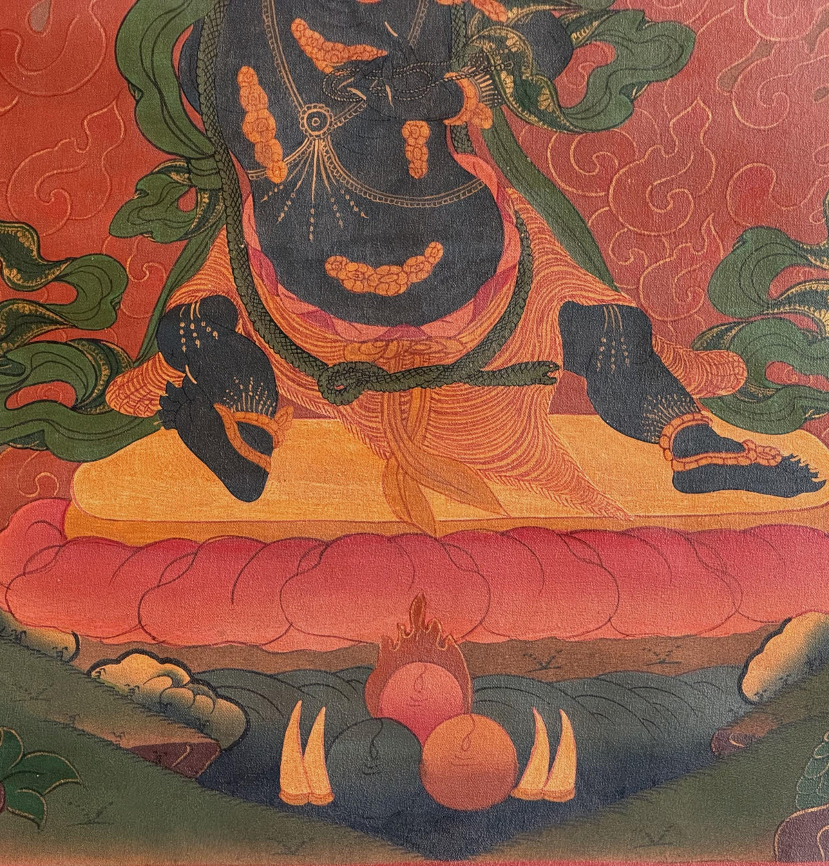 Vajrapani Thangka Painting | Old Oil Varnished Tibetan Dharmapala Protector Art