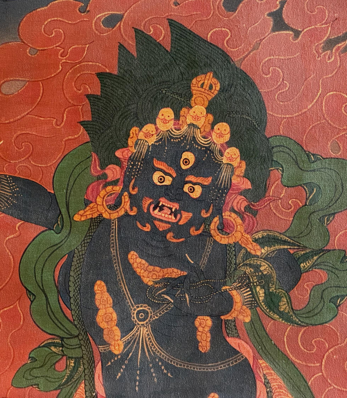 Vajrapani Thangka Painting | Old Oil Varnished Tibetan Dharmapala Protector Art