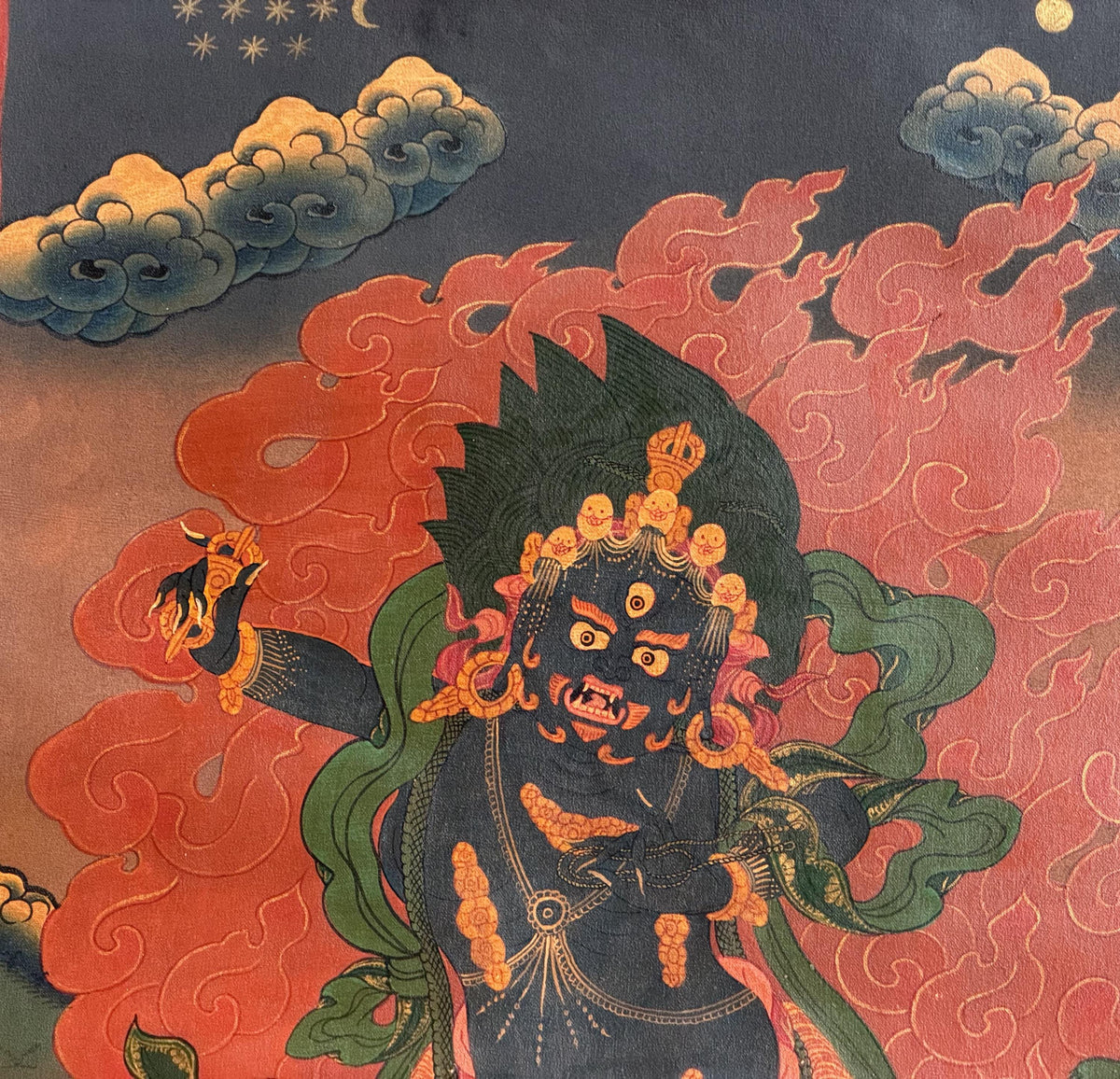 Vajrapani Thangka Painting | Old Oil Varnished Tibetan Dharmapala Protector Art