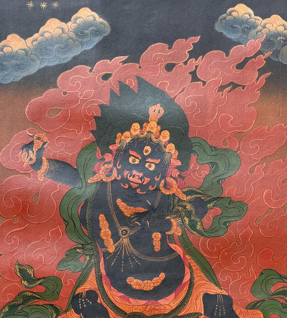 Vajrapani Thangka Painting | Old Oil Varnished Tibetan Dharmapala Protector Art