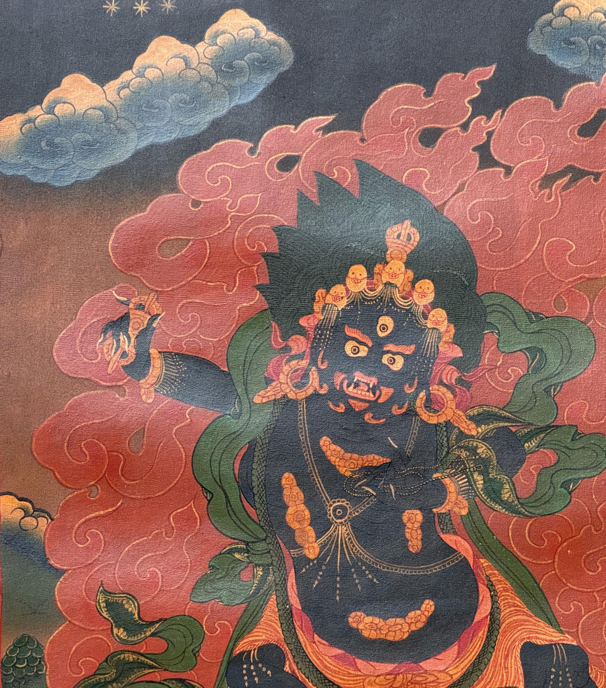 Vajrapani Thangka Painting | Old Oil Varnished Tibetan Dharmapala Protector Art