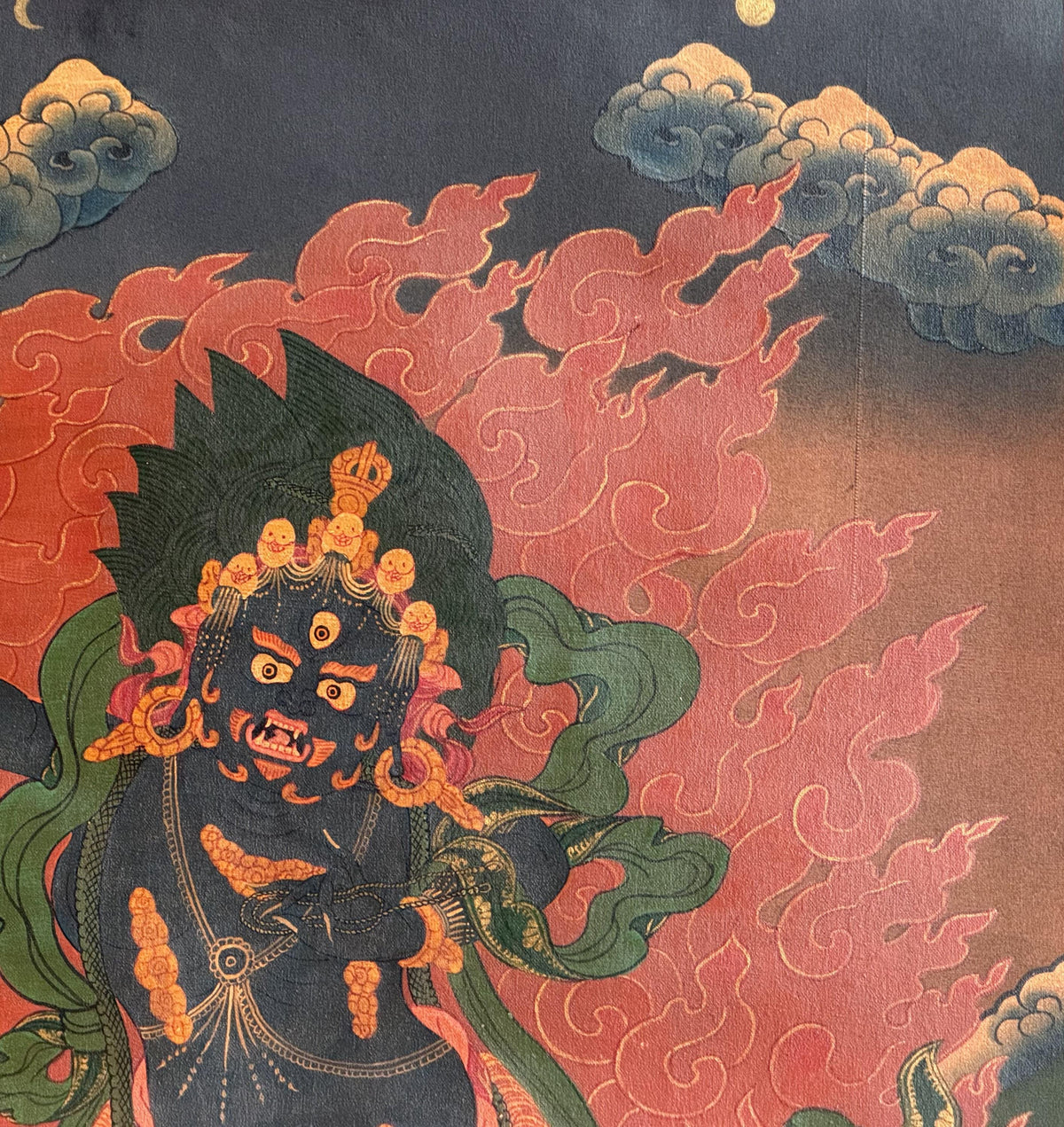 Vajrapani Thangka Painting | Old Oil Varnished Tibetan Dharmapala Protector Art