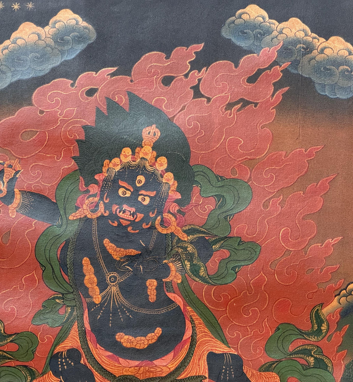 Vajrapani Thangka Painting | Old Oil Varnished Tibetan Dharmapala Protector Art