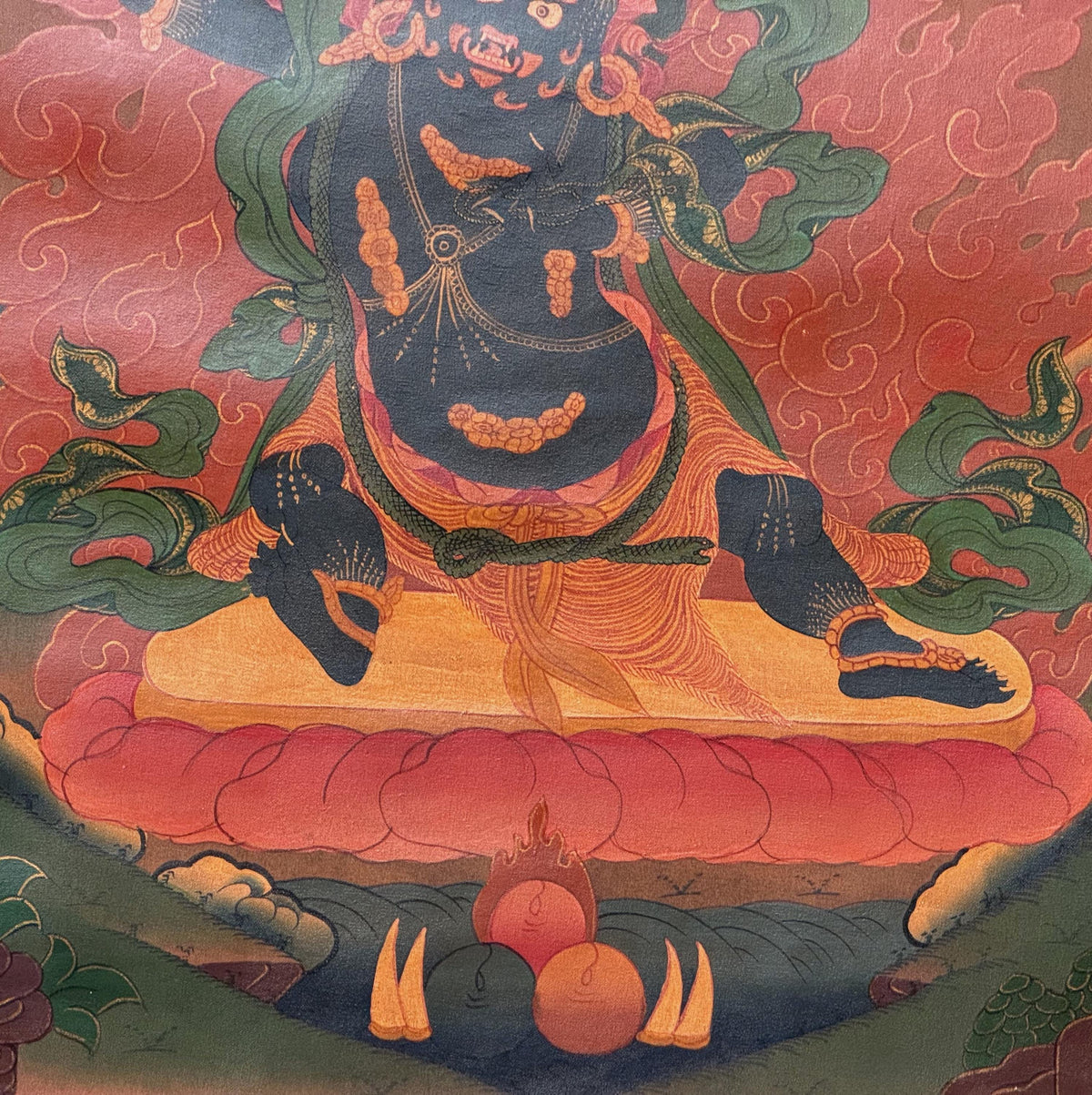 Vajrapani Thangka Painting | Old Oil Varnished Tibetan Dharmapala Protector Art