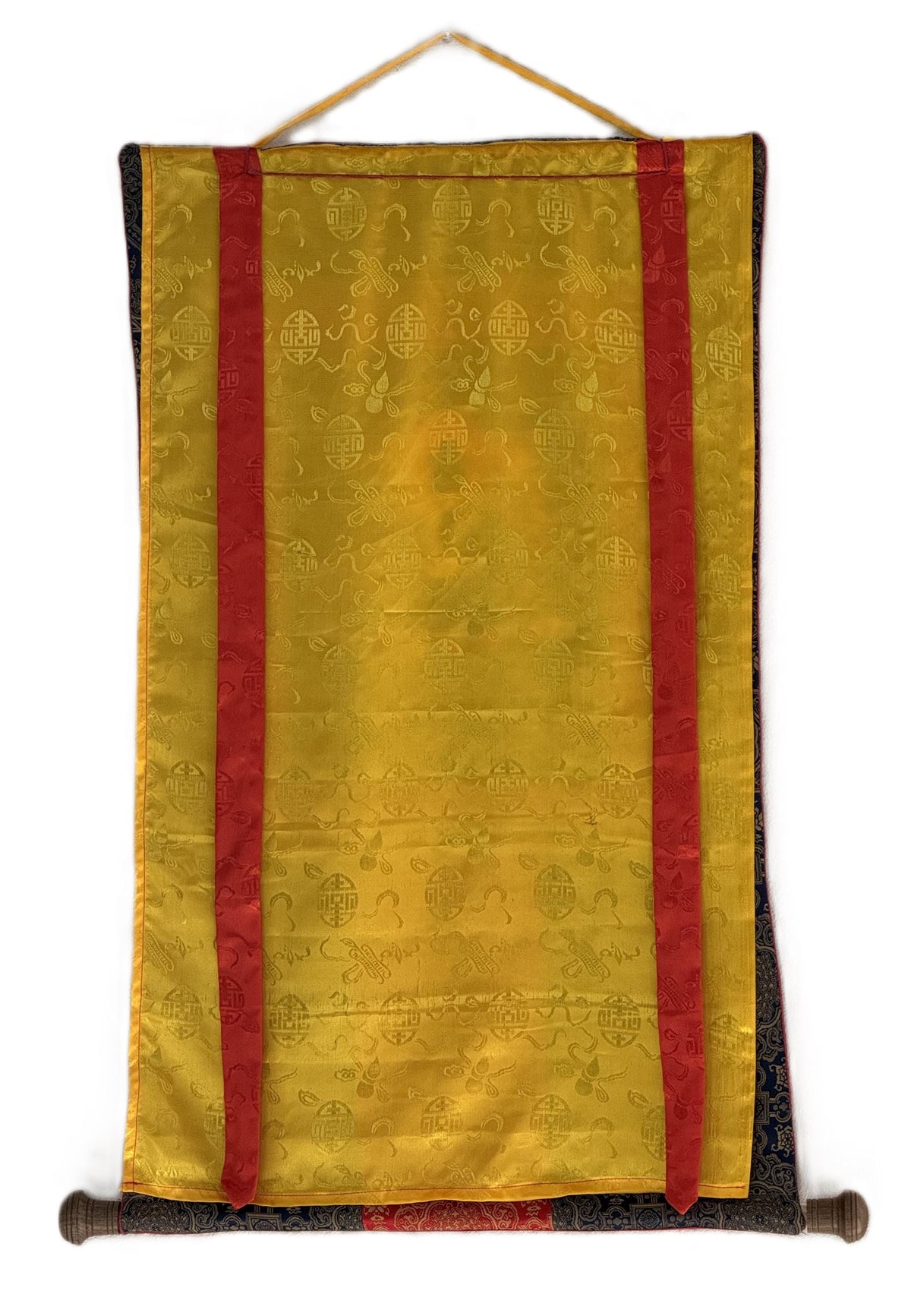 Samatha Meditation Thangka | Nine Stages Elephant Path | Hand-Painted Tibetan Buddhist Art | Silk Brocade