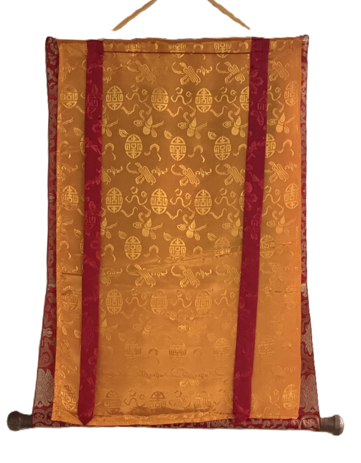 Hand-Painted Sri Yantra Thangka Painting with Silk Frame