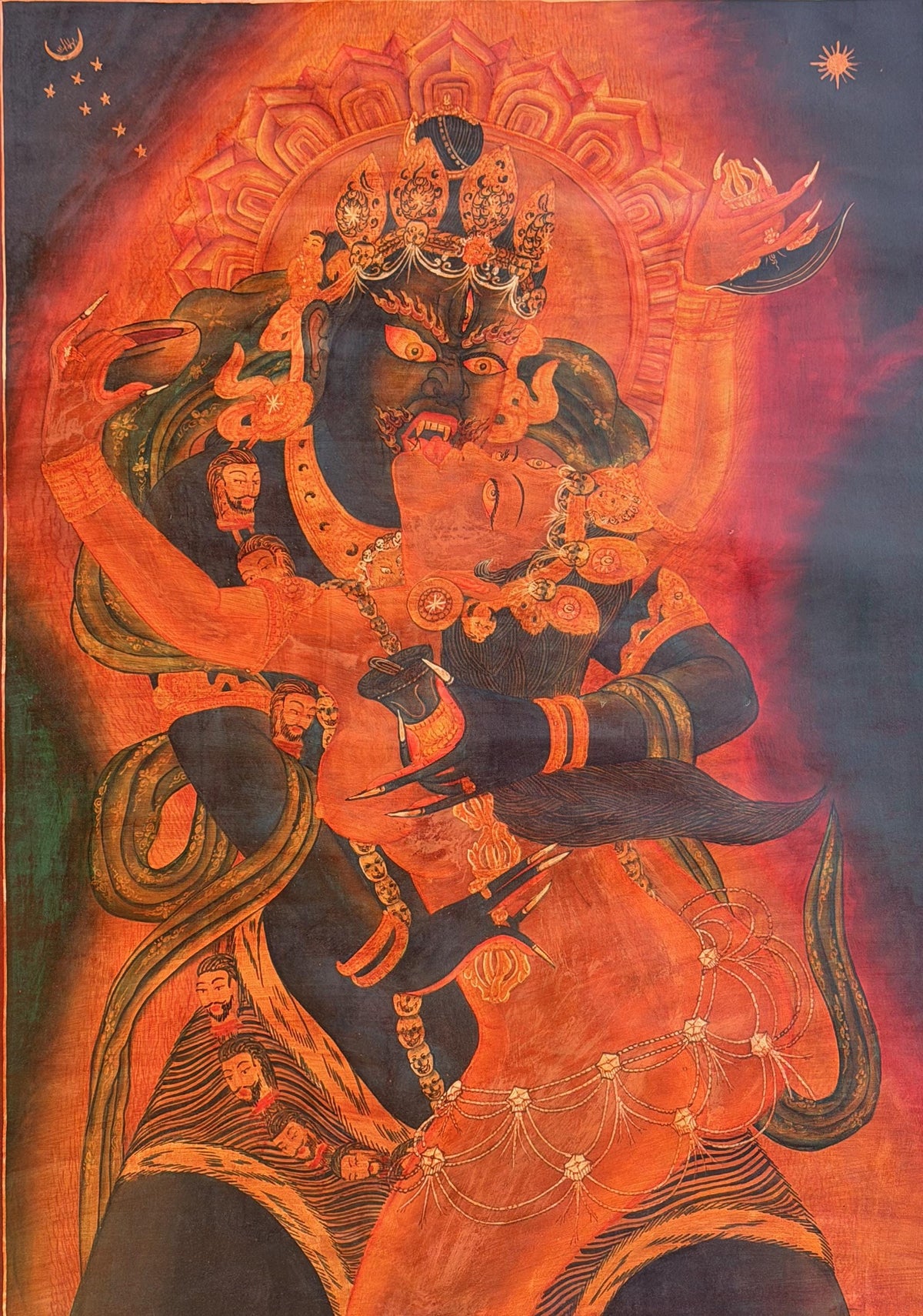 Chakrasamvara Shakti Thangka Painting | Old Oil Varnished Newari Paubha Tantric Buddhist Art