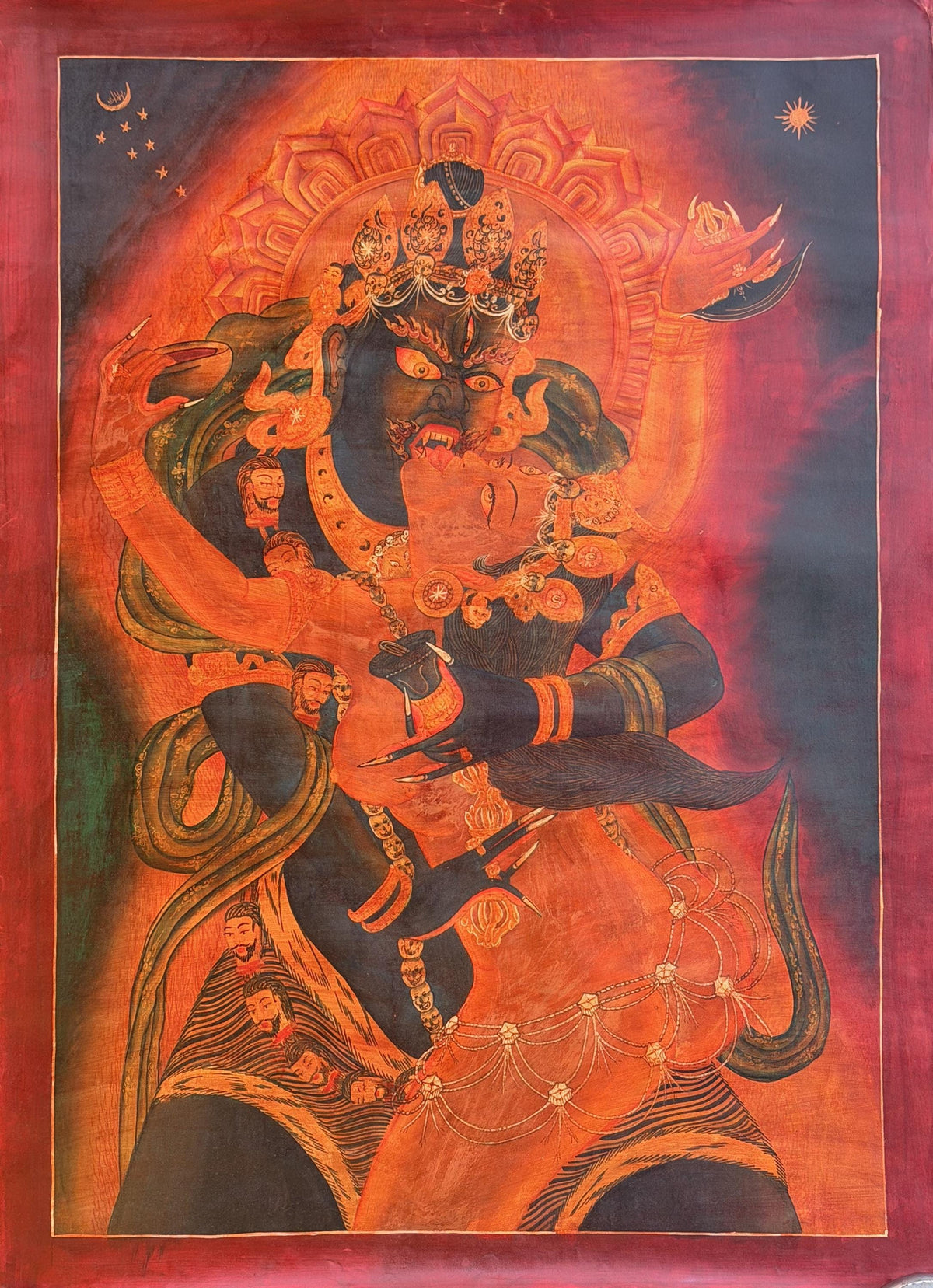 Chakrasamvara Shakti Thangka Painting | Old Oil Varnished Newari Paubha Tantric Buddhist Art