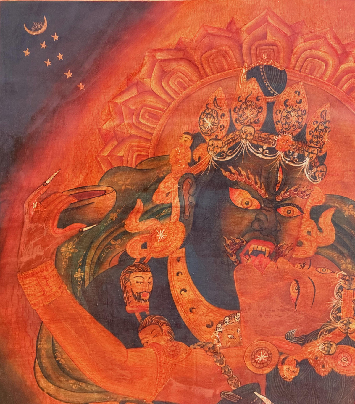 Chakrasamvara Shakti Thangka Painting | Old Oil Varnished Newari Paubha Tantric Buddhist Art