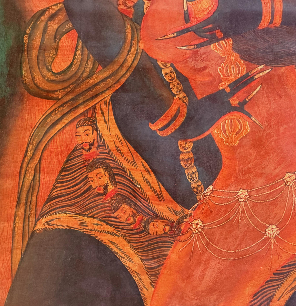 Chakrasamvara Shakti Thangka Painting | Old Oil Varnished Newari Paubha Tantric Buddhist Art