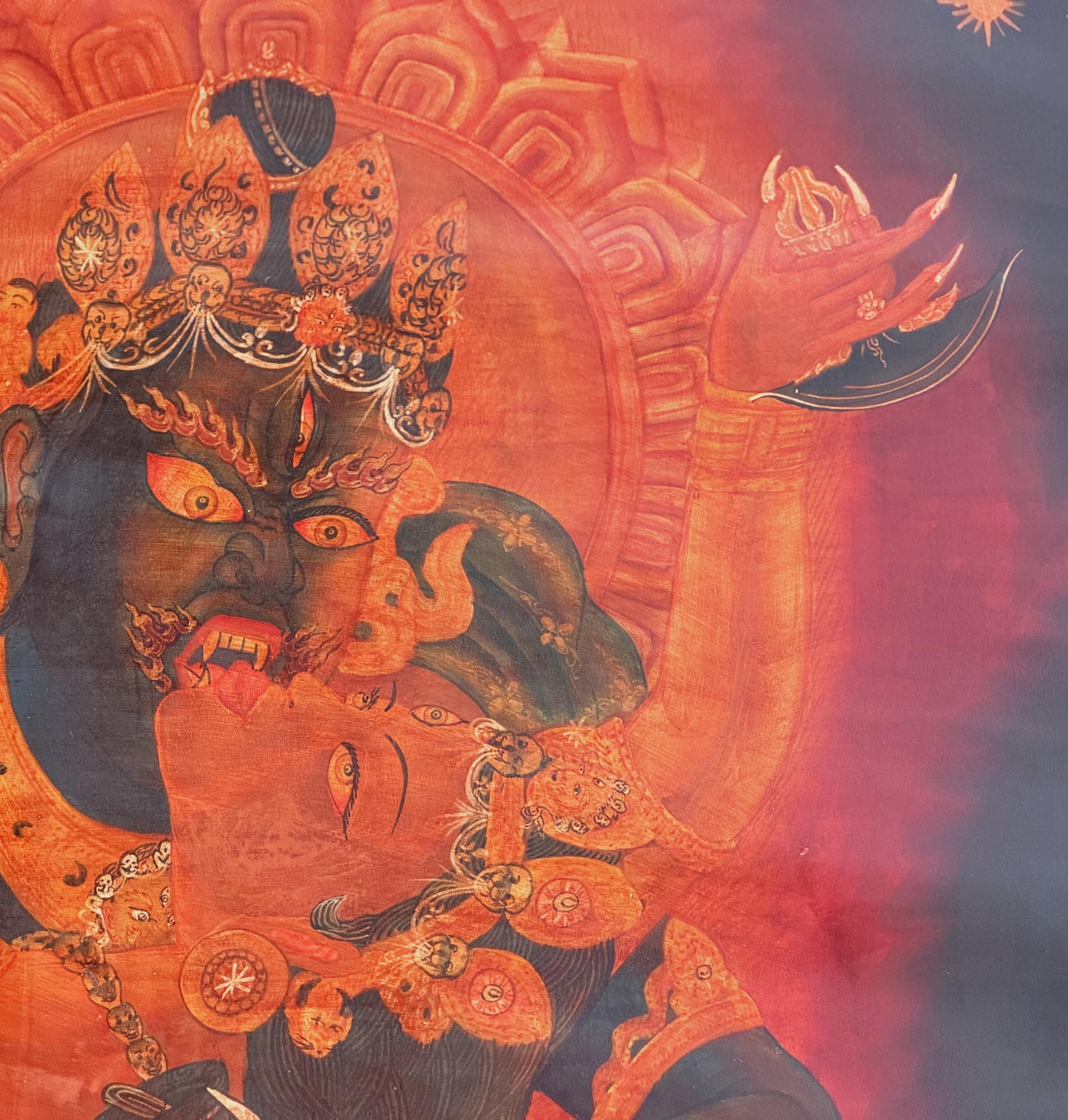 Chakrasamvara Shakti Thangka Painting | Old Oil Varnished Newari Paubha Tantric Buddhist Art
