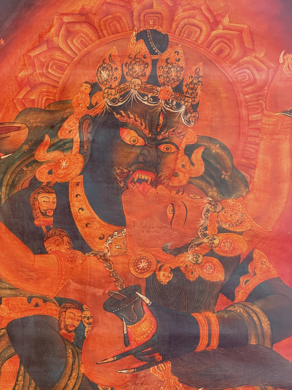 Chakrasamvara Shakti Thangka Painting | Old Oil Varnished Newari Paubha Tantric Buddhist Art