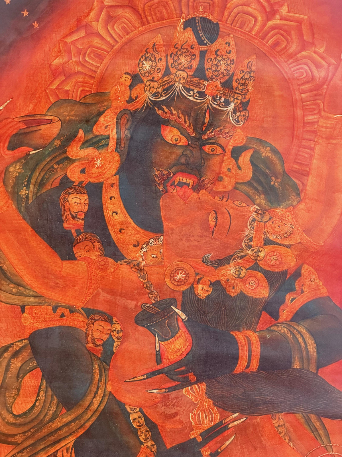 Chakrasamvara Shakti Thangka Painting | Old Oil Varnished Newari Paubha Tantric Buddhist Art