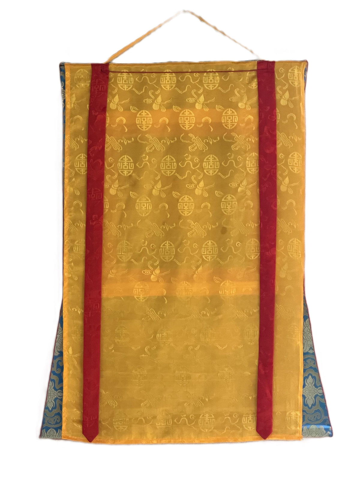 Manjushri Om Mani Padme Hum Mandala Thangka | Hand-Painted Tibetan Buddhist Wisdom Art with Silk Brocade