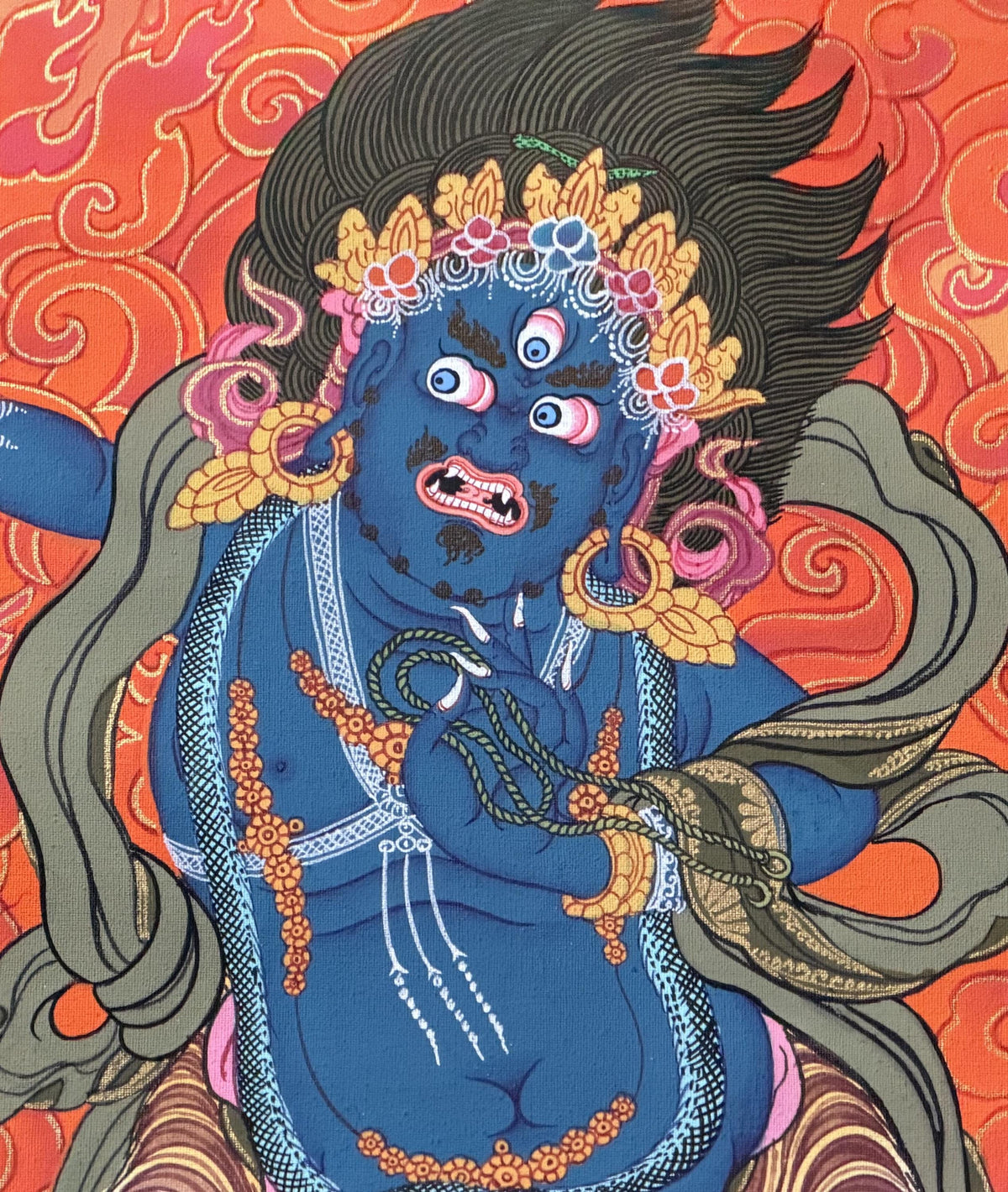 Hand-Painted Vajrapani Thangka | Tibetan Buddhist Protector Art | Meditation Wall Decor