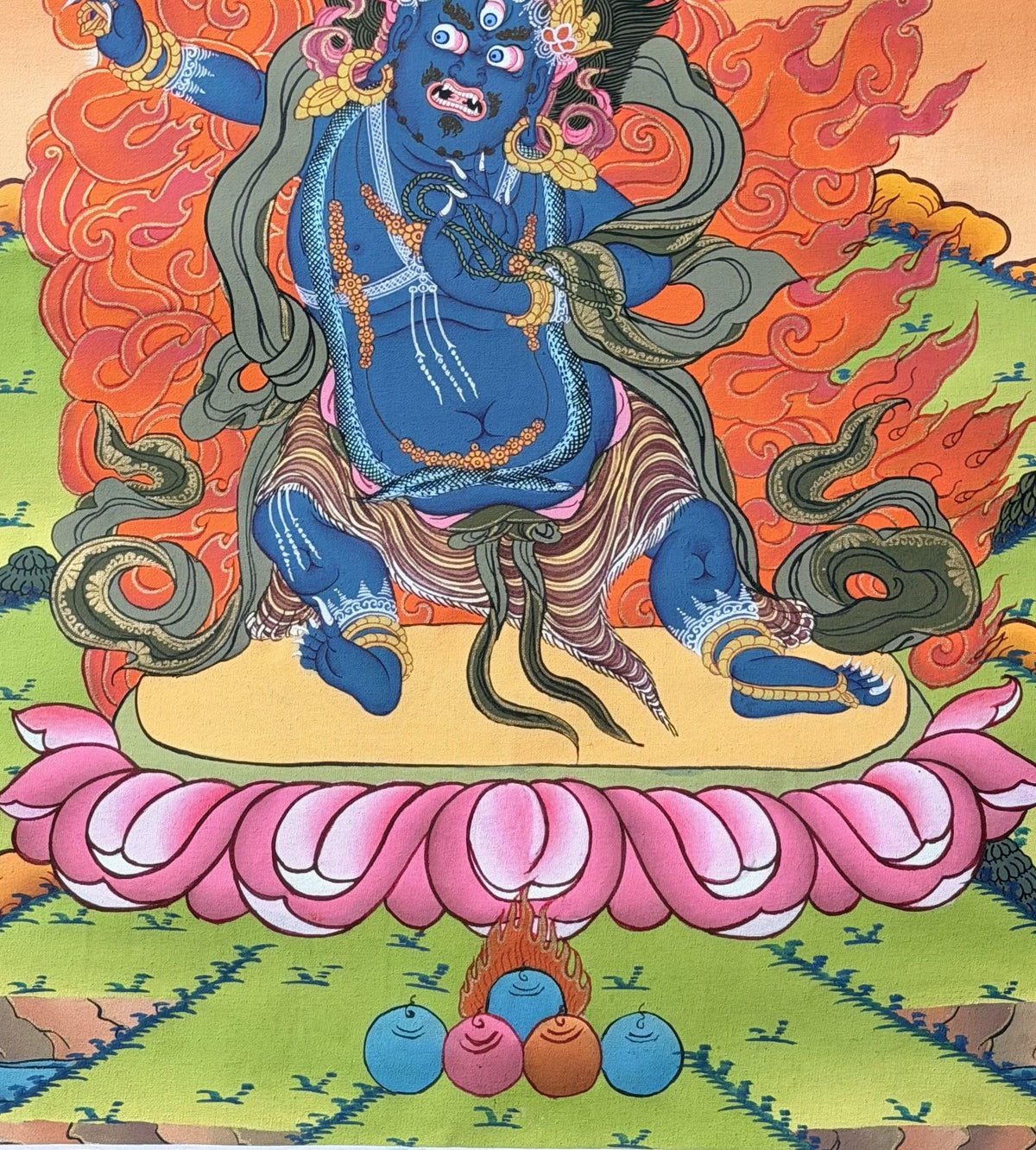Hand-Painted Vajrapani Thangka | Tibetan Buddhist Protector Art | Meditation Wall Decor