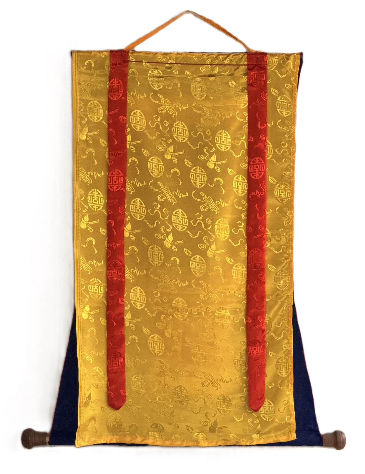 Nine Stages Samatha Meditation, Elephant Path Mind Training, Tibetan Thangka Painting with Silk Brocade