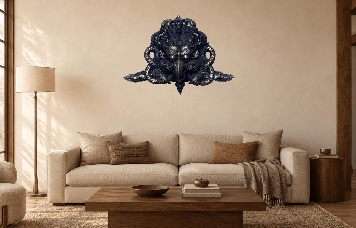 Handmade Garuda Brass Mask | Nepalese Guardian Wall Hanging | Hindu Buddhist Door Decor | Himalayan Sacred Art