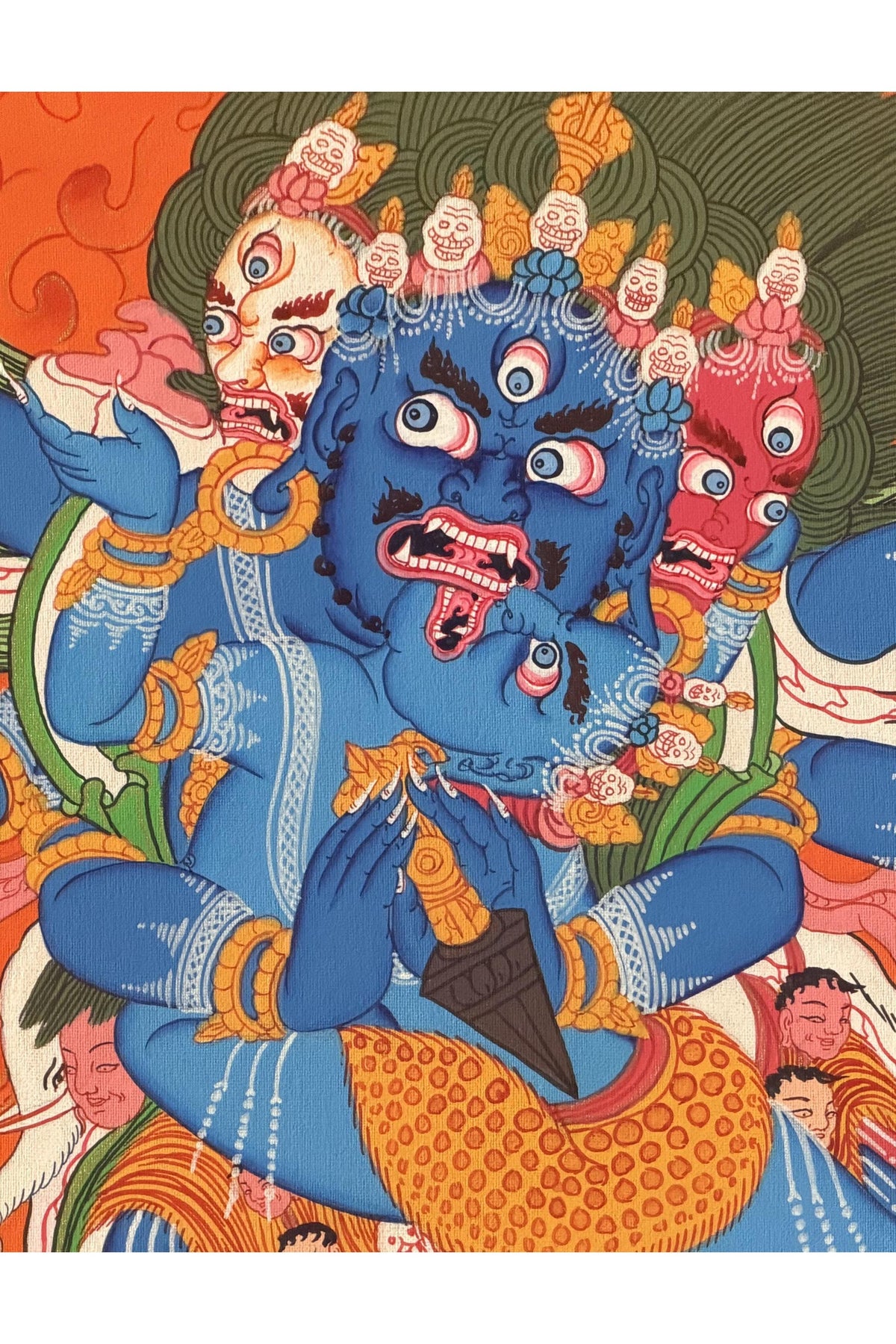 Vajrakilaya Phurbakilaya Thangka Painting, Hand-Painted Tibetan Buddhist Nyingma Protector Art