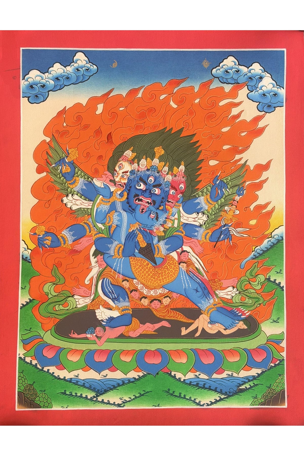 Vajrakilaya Phurbakilaya Thangka Painting, Hand-Painted Tibetan Buddhist Nyingma Protector Art