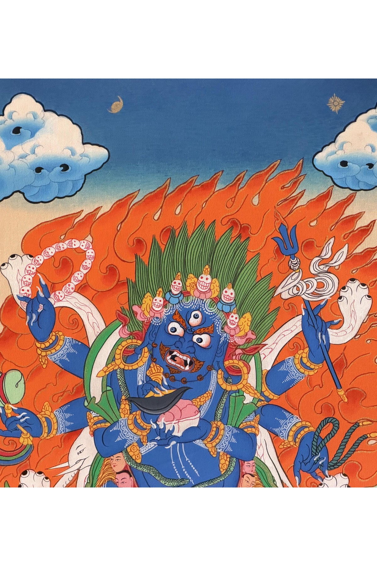 Six-Armed Mahakala Thangka Painting, Tibetan Buddhist Protector Art, Hand-Painted Nepal