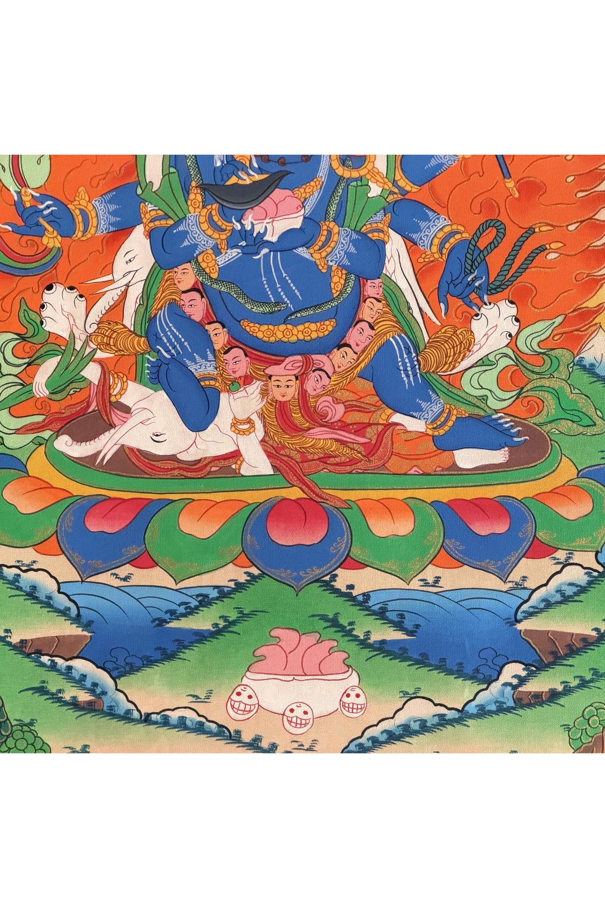 Six-Armed Mahakala Thangka Painting, Tibetan Buddhist Protector Art, Hand-Painted Nepal