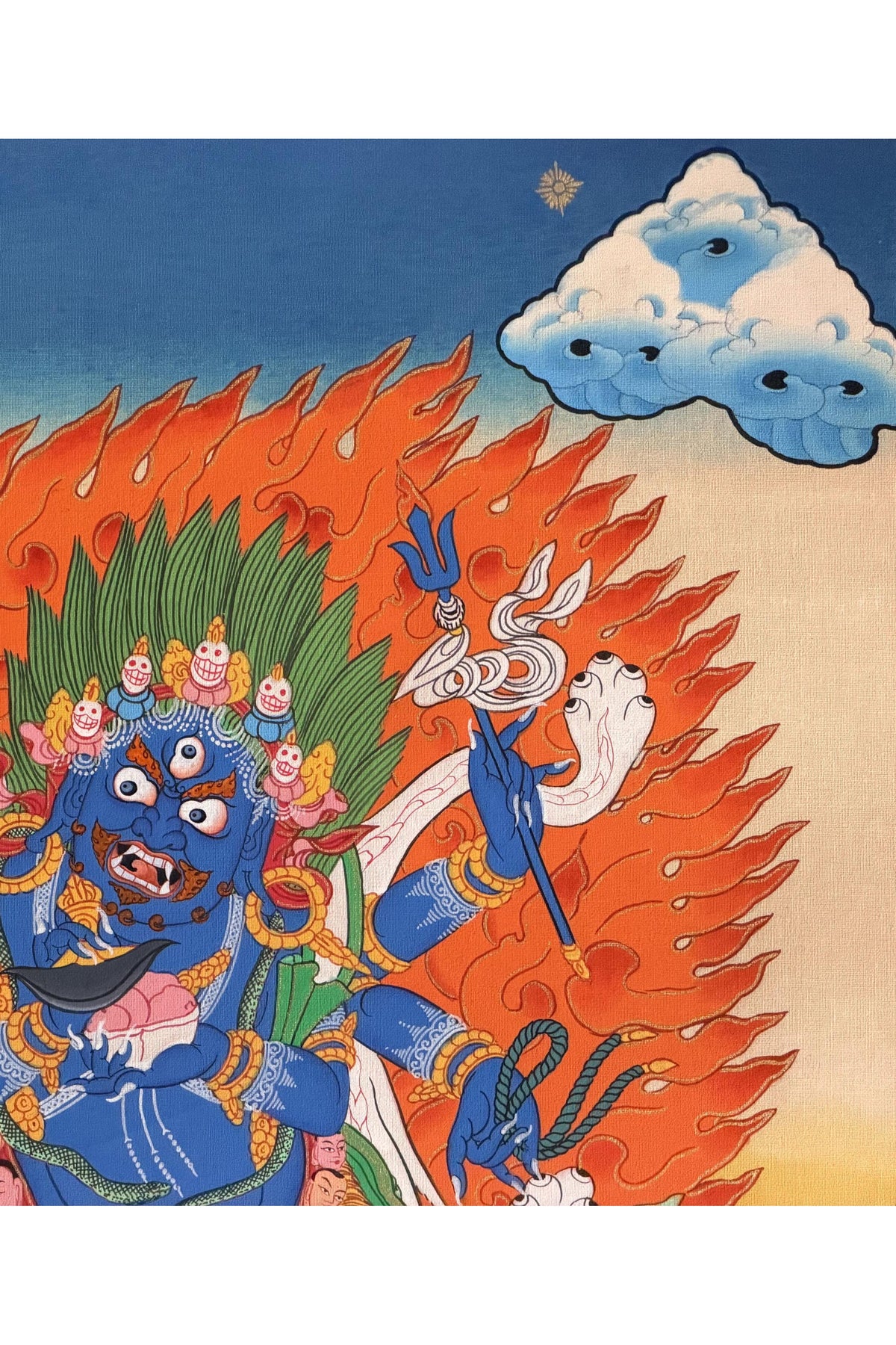 Six-Armed Mahakala Thangka Painting, Tibetan Buddhist Protector Art, Hand-Painted Nepal