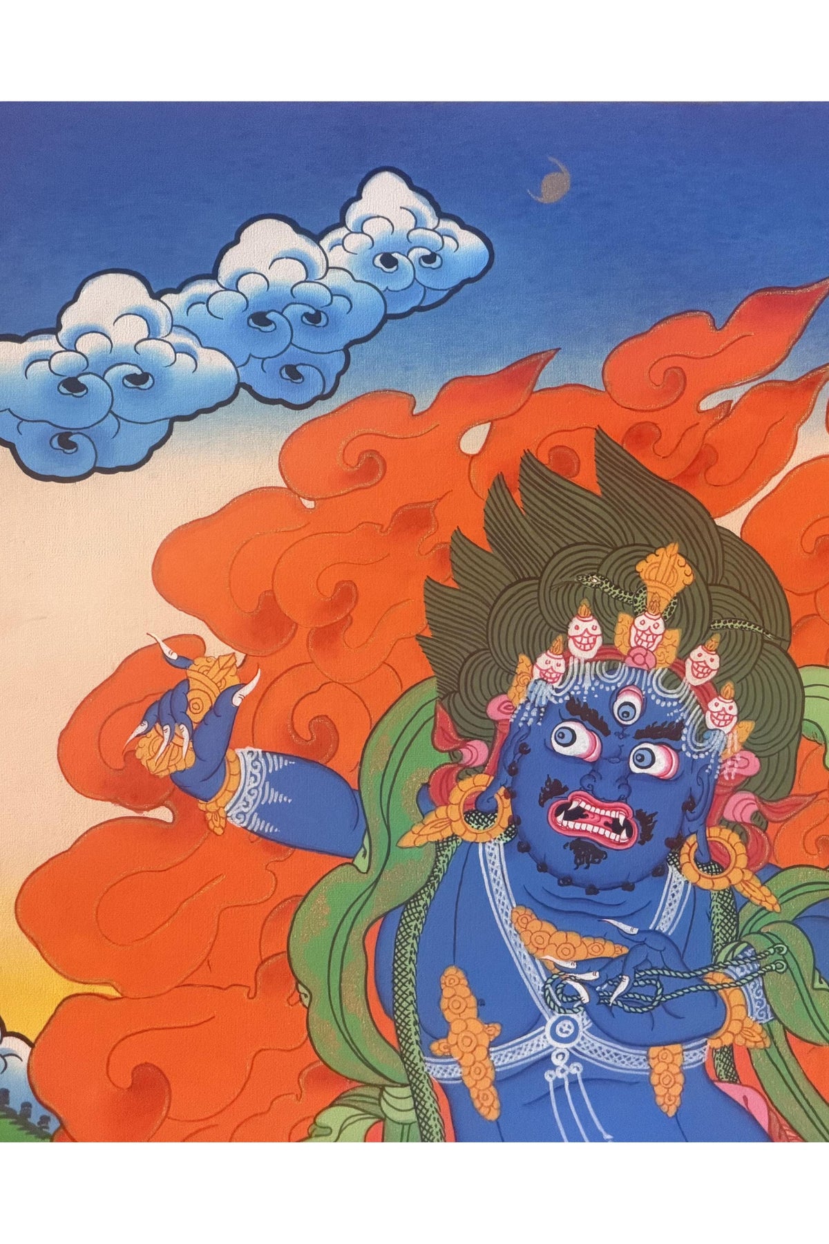 Vajrapani Thangka Painting, Tibetan Buddhist Protector Wall Art, Handmade in Nepal