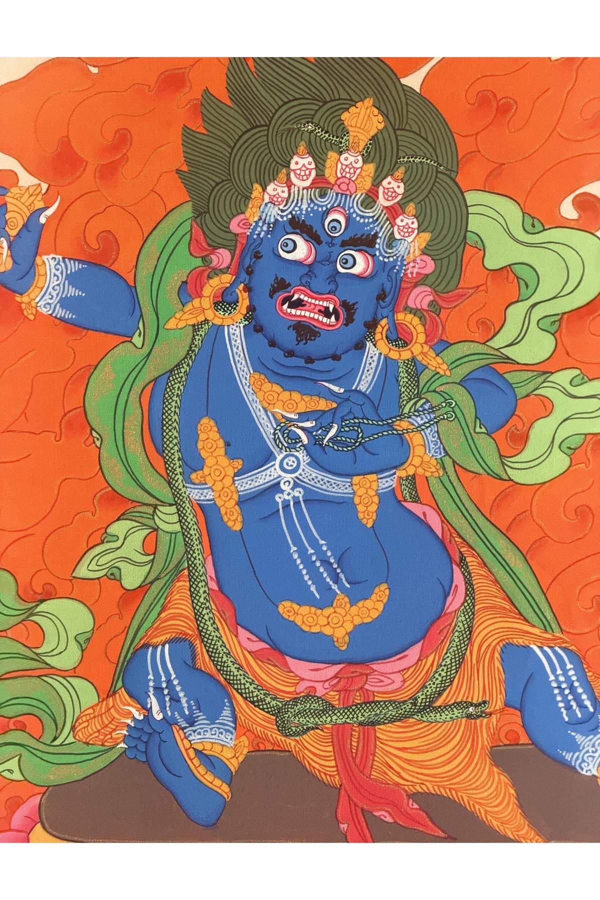 Vajrapani Thangka Painting, Tibetan Buddhist Protector Wall Art, Handmade in Nepal