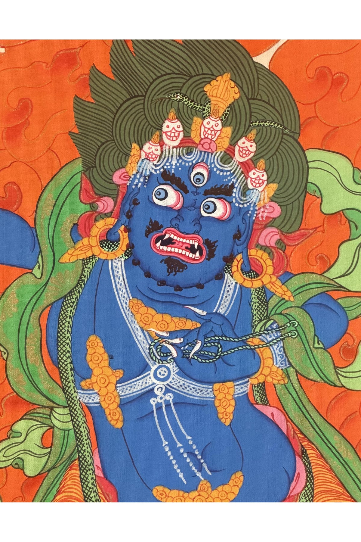 Vajrapani Thangka Painting, Tibetan Buddhist Protector Wall Art, Handmade in Nepal