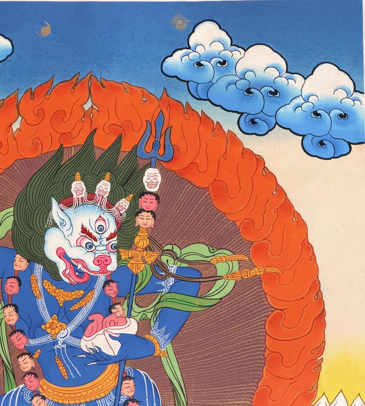 Lion-Face Dakini Simhamukhi Yogini Tibetan Thangka Painting  Hand-Painted Buddhist Art