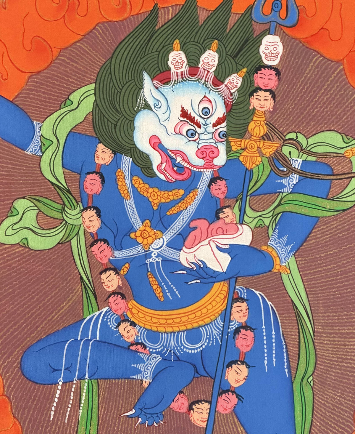 Lion-Face Dakini Simhamukhi Yogini Tibetan Thangka Painting  Hand-Painted Buddhist Art