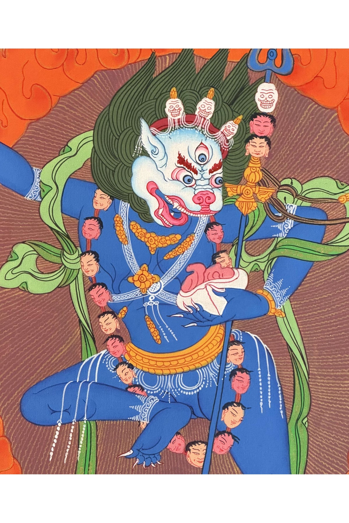 Lion-Face Dakini Simhamukhi Yogini Tibetan Thangka Painting  Hand-Painted Buddhist Art