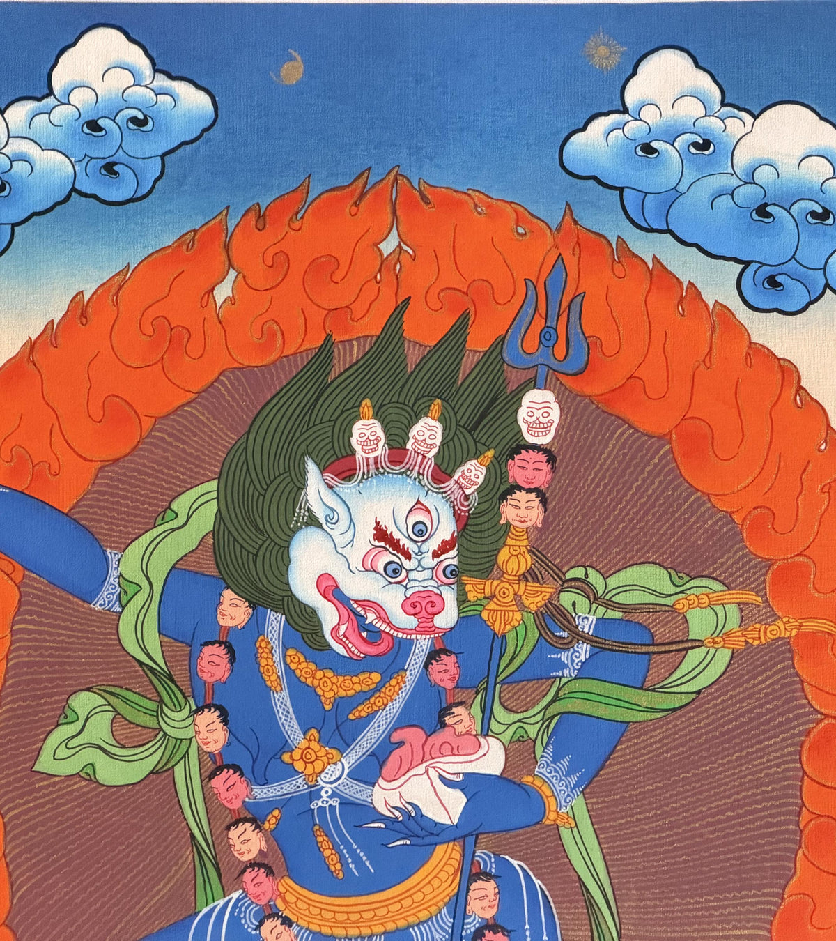 Lion-Face Dakini Simhamukhi Yogini Tibetan Thangka Painting  Hand-Painted Buddhist Art