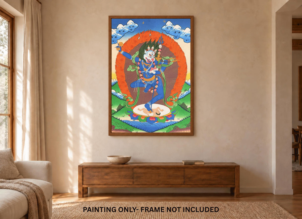 Lion-Face Dakini Simhamukhi Yogini Tibetan Thangka Painting  Hand-Painted Buddhist Art