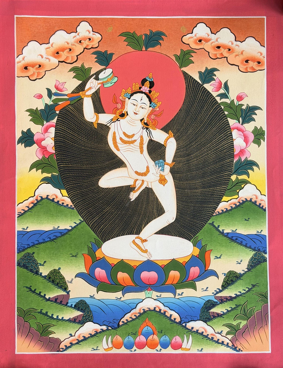 Machig Labdrön Thangka Painting, Tibetan Buddhist Yogini Art, Hand-Painted in Nepal