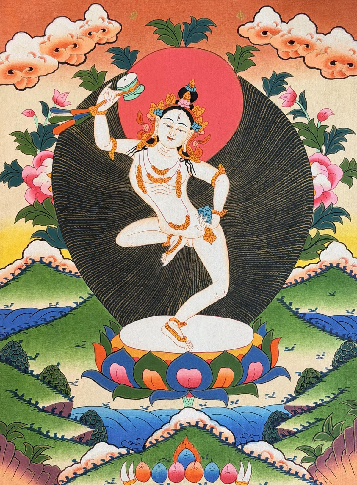 Machig Labdrön Thangka Painting, Tibetan Buddhist Yogini Art, Hand-Painted in Nepal