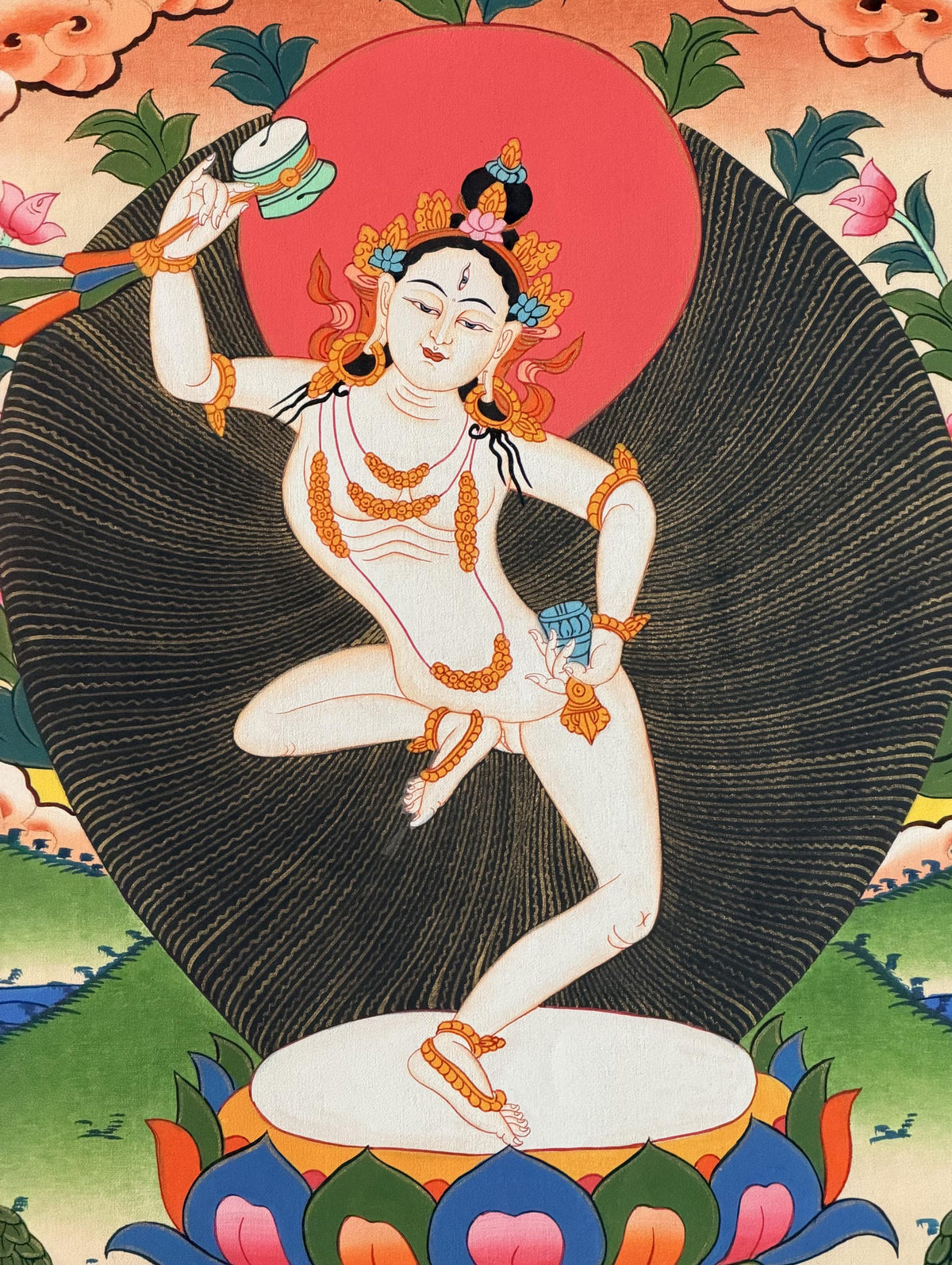 Machig Labdrön Thangka Painting, Tibetan Buddhist Yogini Art, Hand-Painted in Nepal