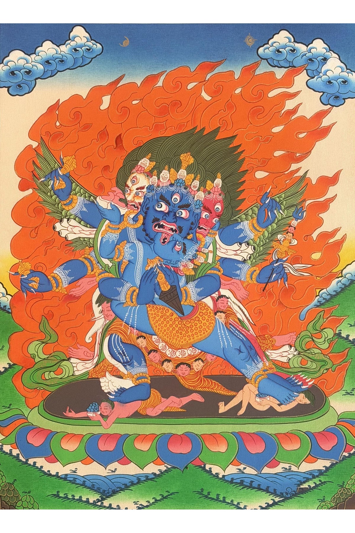 Vajrakilaya Phurbakilaya Thangka Painting, Hand-Painted Tibetan Buddhist Nyingma Protector Art