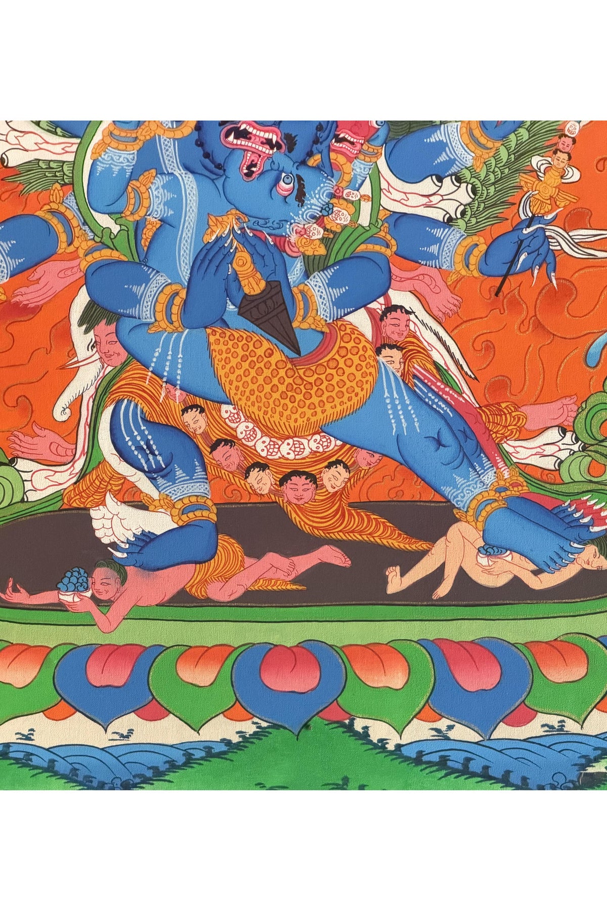 Vajrakilaya Phurbakilaya Thangka Painting, Hand-Painted Tibetan Buddhist Nyingma Protector Art