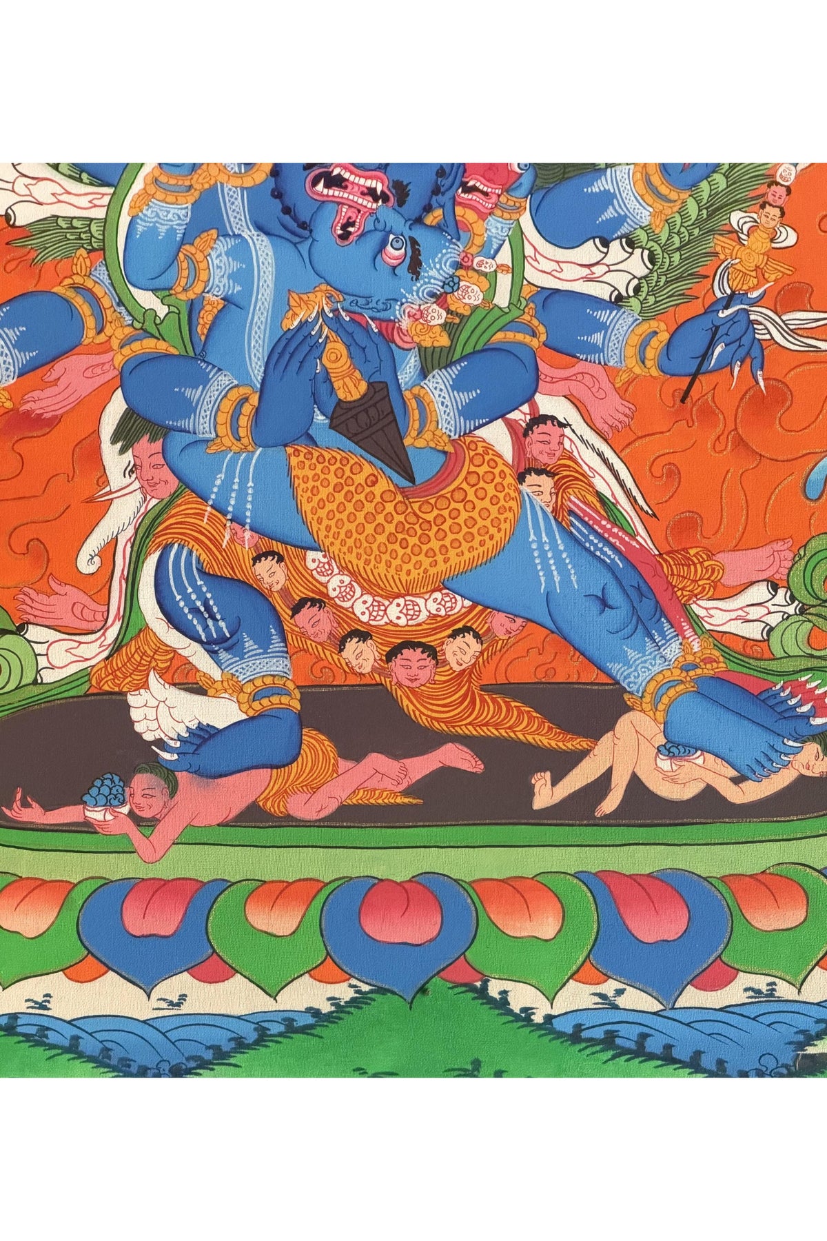 Vajrakilaya Phurbakilaya Thangka Painting, Hand-Painted Tibetan Buddhist Nyingma Protector Art