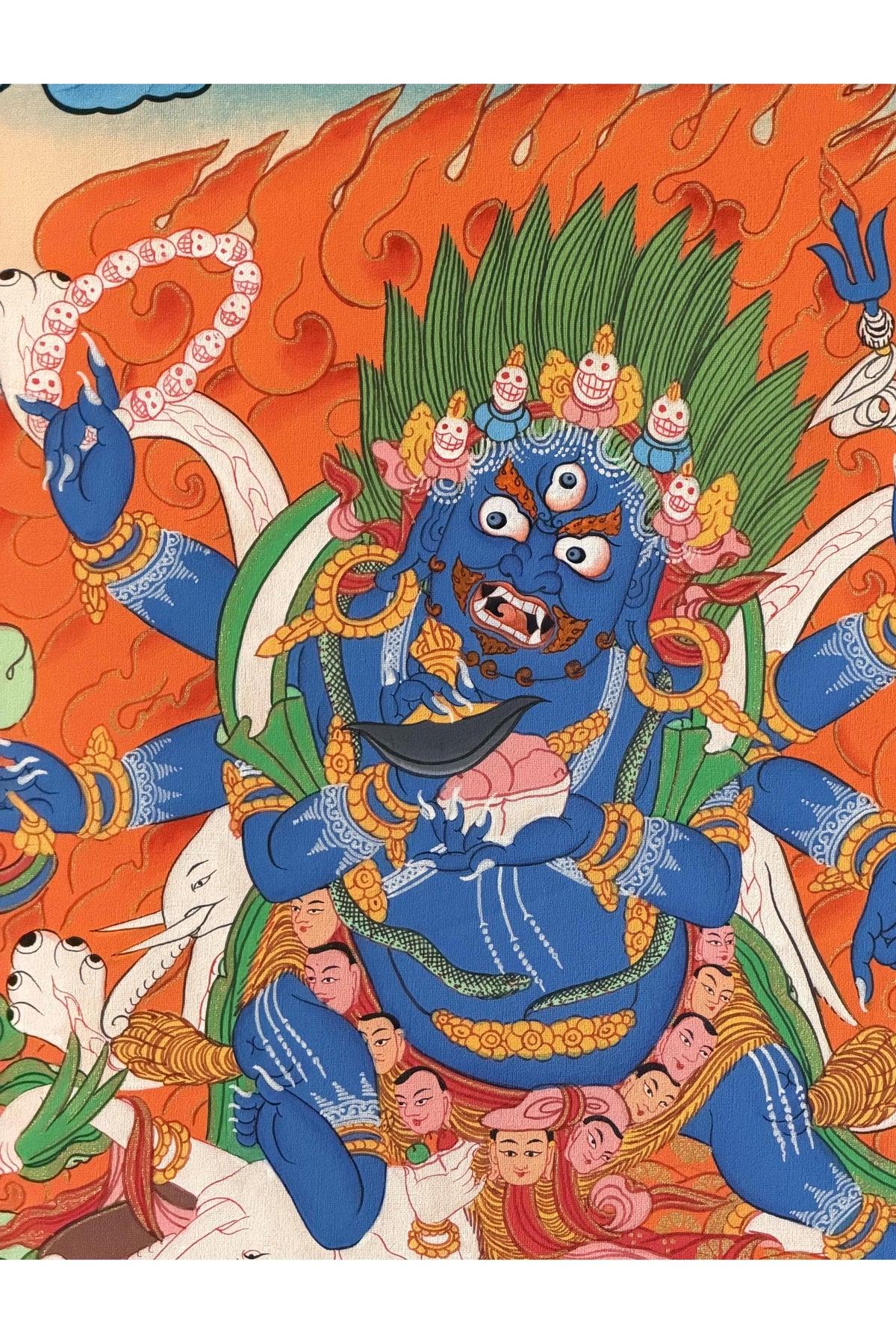 Six-Armed Mahakala Thangka Painting, Tibetan Buddhist Protector Art, Hand-Painted Nepal