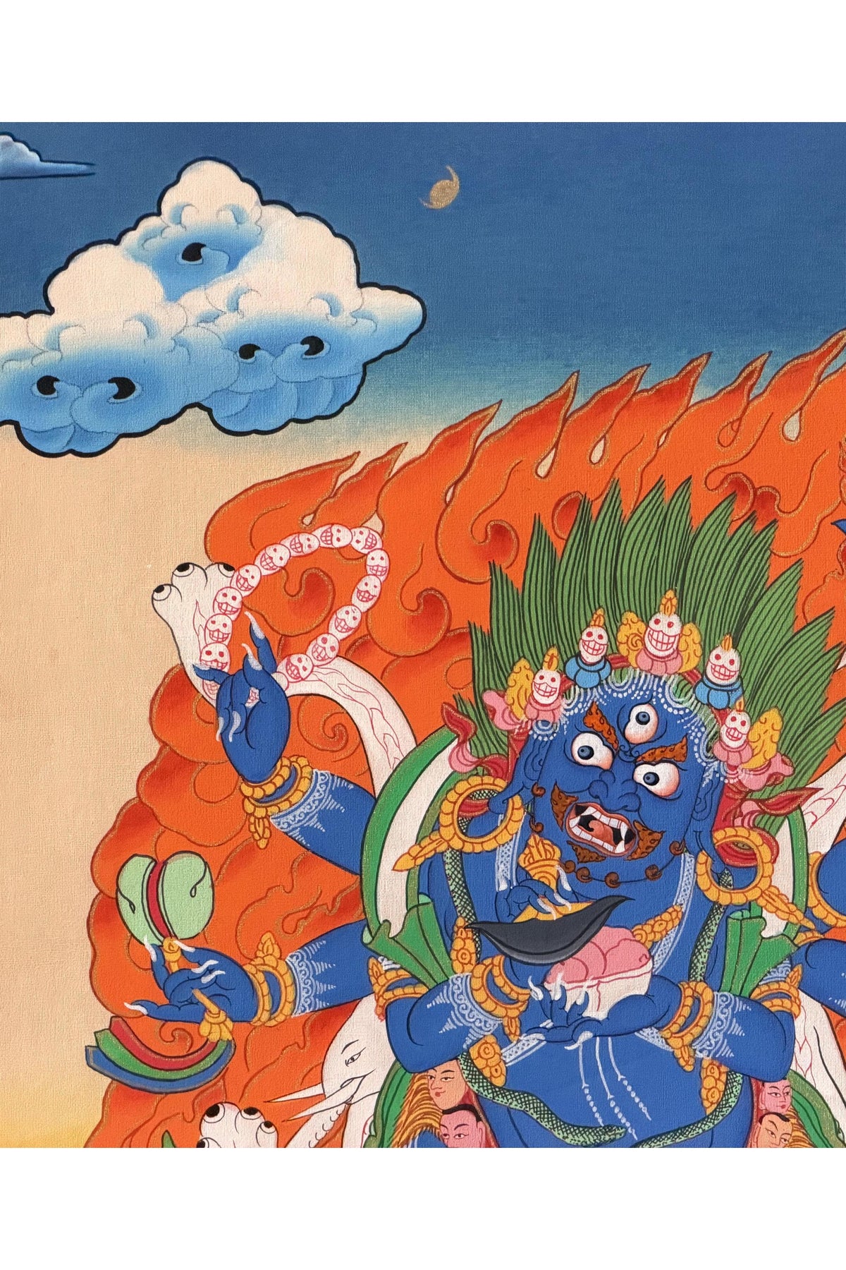 Six-Armed Mahakala Thangka Painting, Tibetan Buddhist Protector Art, Hand-Painted Nepal