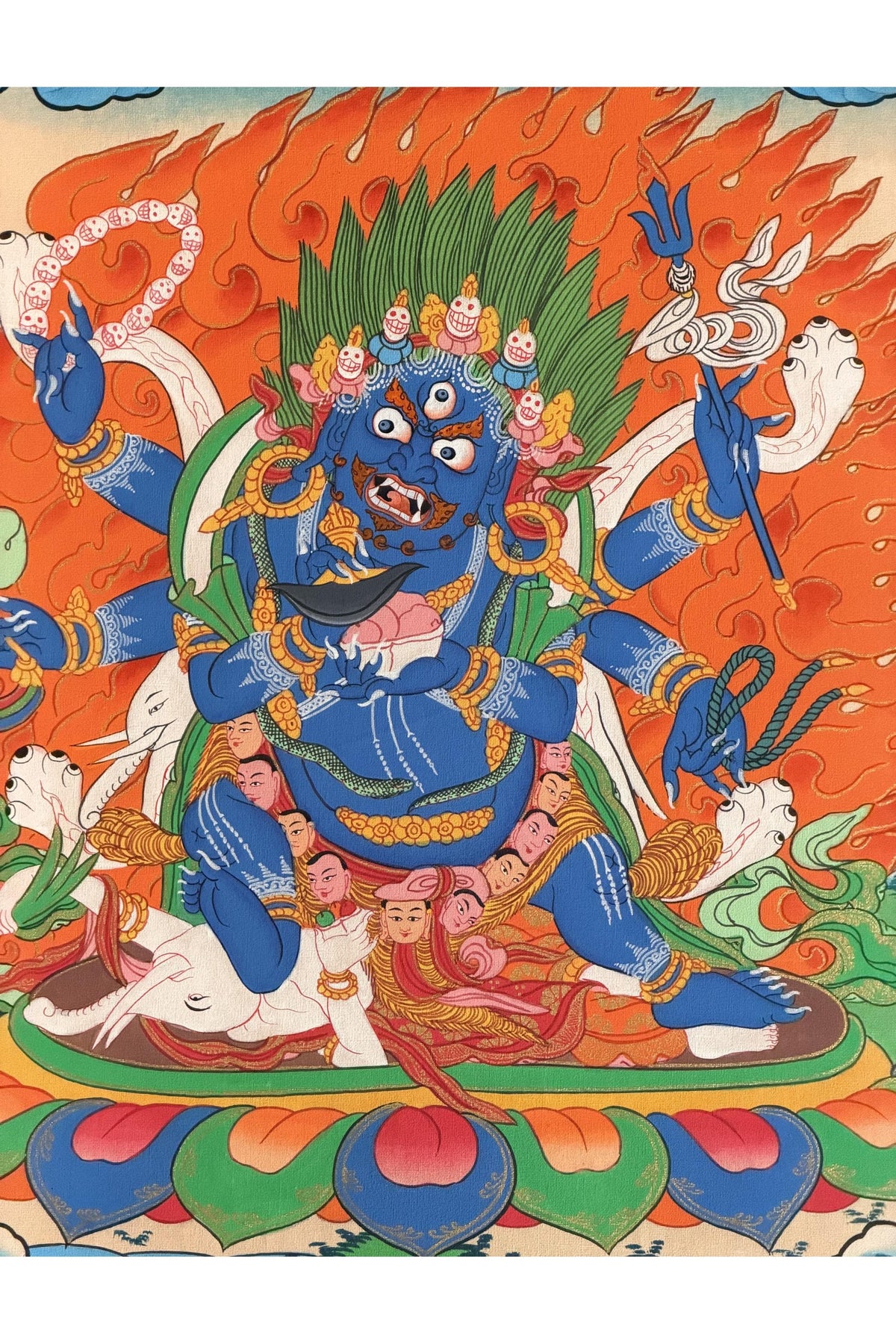 Six-Armed Mahakala Thangka Painting, Tibetan Buddhist Protector Art, Hand-Painted Nepal