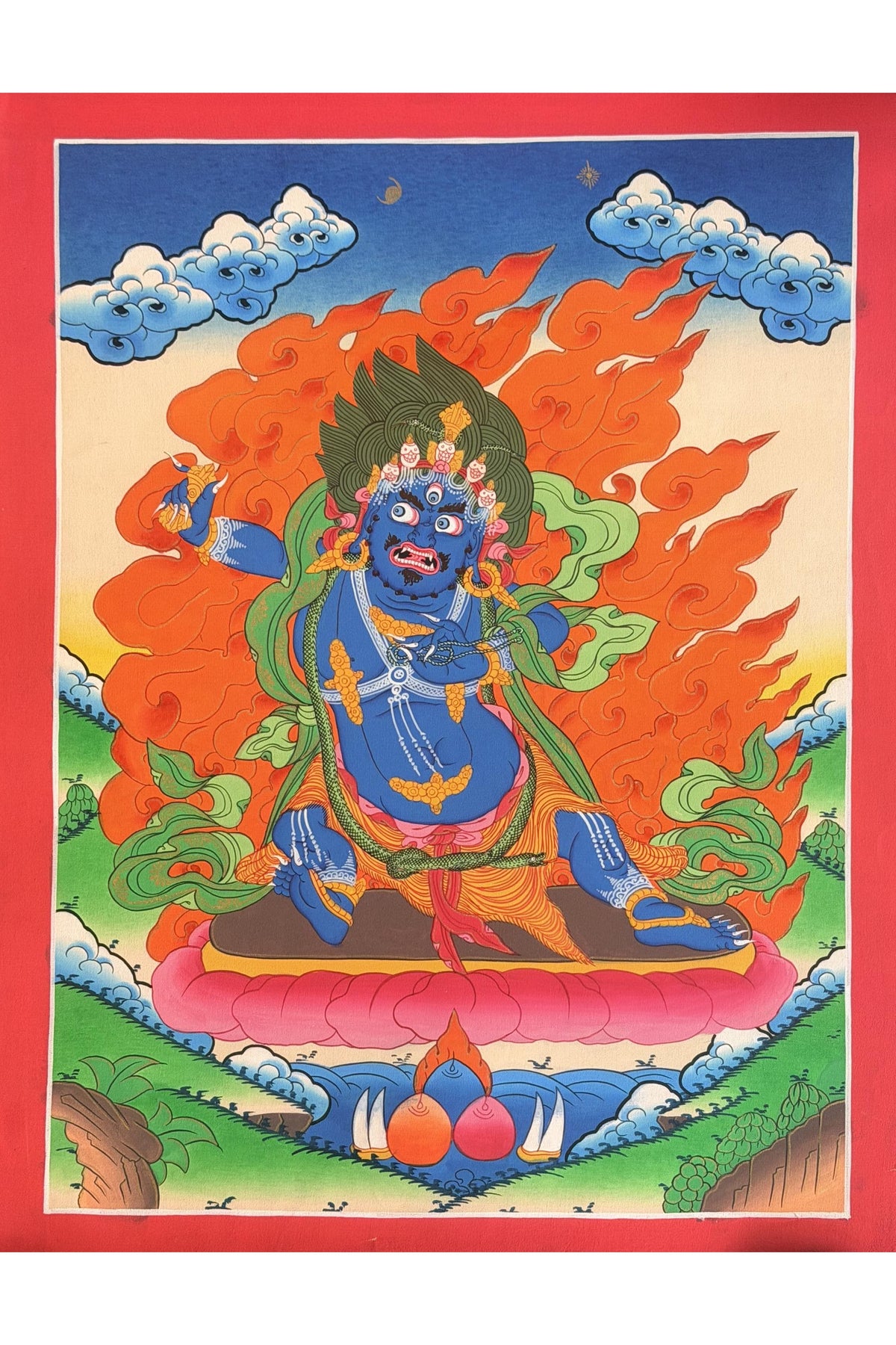 Vajrapani Thangka Painting, Tibetan Buddhist Protector Wall Art, Handmade in Nepal